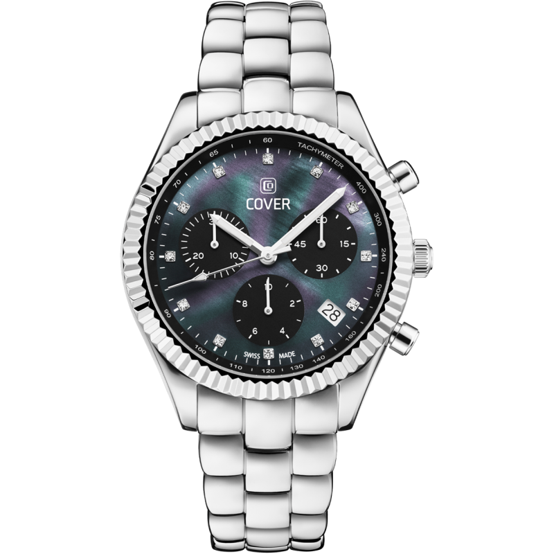 Cover VALENTINA CHRONO Mother-of-Pearl Watch, Black Silver