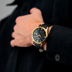 FESTINA CLASSICS Swiss Made, black, leather strap, men's