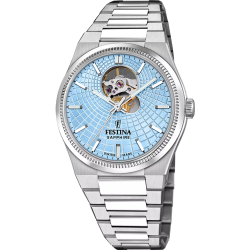 FESTINA AUTOMATIC Swiss Made, blue, stainless steel bracelet, men's