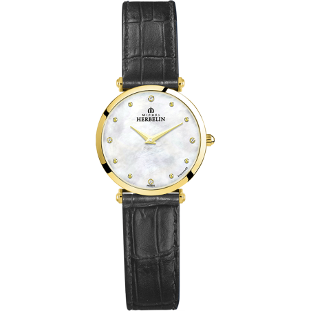 Michel Herbelin EPSILON – YELLOW GOLD PVD & LEATHER – QUARTZ