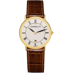Michel Herbelin CLASSIQUE – QUARTZ – GOLD & BROWN LEATHER