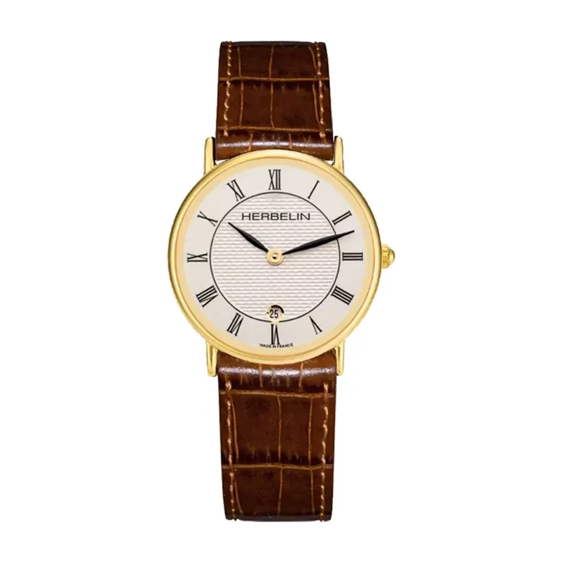 Michel Herbelin CLASSIQUE – QUARTZ – GOLD & BROWN LEATHER