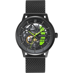 Pierre Lannier PADDOCK Black Dial Black Perforated Leather Strap
