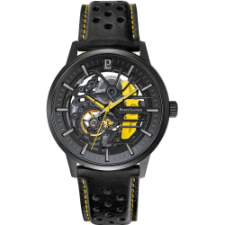 Pierre Lannier PADDOCK Black Dial Black Perforated Leather Strap