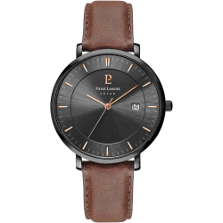 Pierre Lannier INTI Black Dial Brown Leather Strap