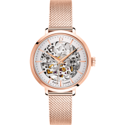Pierre Lannier AUTOMATIC Silver Dial Rose Gold Mesh Strap