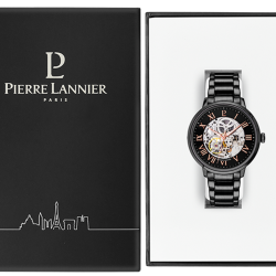 Pierre Lannier AUTOMATIC Black Dial Black Steel Strap