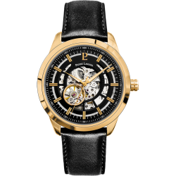 Pierre Lannier AUTOMATIC Black Dial Black Leather Strap