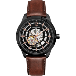Pierre Lannier AUTOMATIC Black Dial Brown Leather Strap