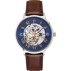 Pierre Lannier AUTOMATIC Blue Dial Brown Leather Strap