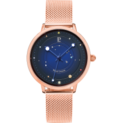 Pierre Lannier THEIA Blue Dial Rose Gold Mesh Strap