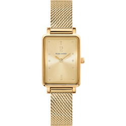 Pierre Lannier ARIANE Gold Dial Leather and Mesh Strap
