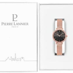 Pierre Lannier NOVA Grey Dial Rose Gold Mesh Strap
