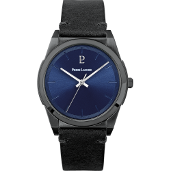 Pierre Lannier CANDIDE Blue Dial Black Leather Strap
