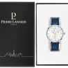Pierre Lannier EVIDENCE White Dial Blue Leather Strap