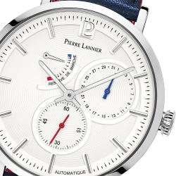 Pierre Lannier EVIDENCE White Dial Blue Leather Strap