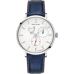Pierre Lannier EVIDENCE White Dial Blue Leather Strap
