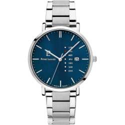 Pierre Lannier DATA Blue Dial Silver Steel Strap