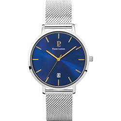 Pierre Lannier ECHO Blue Dial Mesh and Leather Strap