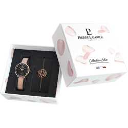 Pierre Lannier EOLIA Black Dial Rose Gold Strap